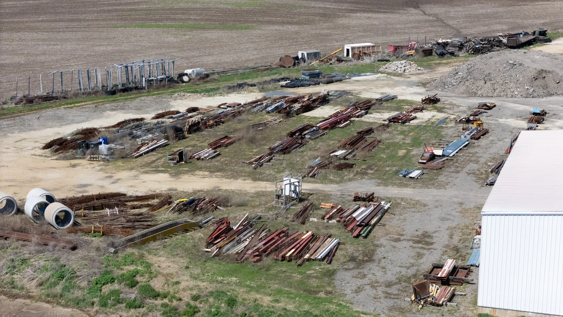 Aerial view of steel inventory